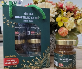 Yến sào & Đông trùng hạ thảo hòa tan đường ăn kiêng (4 lọ x 70ml)